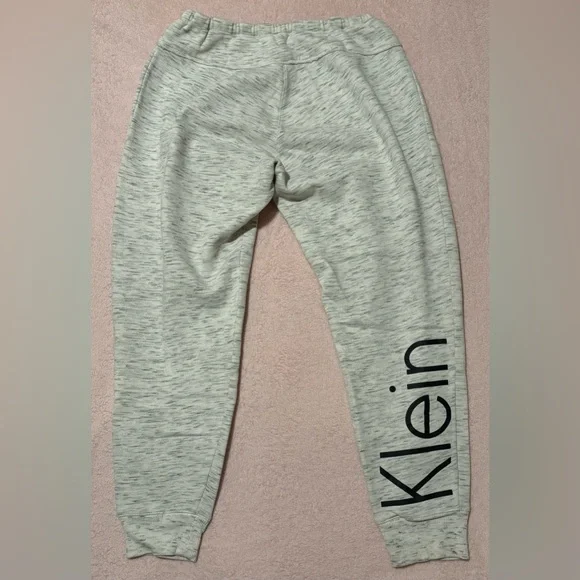 Calvin Klein Light Heather Grey Drawstring Waist Joggers - M - Picture 4 of 8